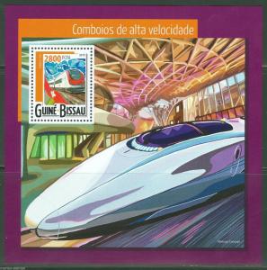 GUINEA BISSAU 2015 HIGH SPEED TRAINS SOUVENIR SHEET MINT NH