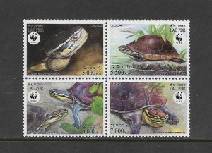 LAOS #1625  TURTLES WWF   MNH