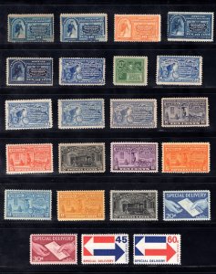 MOMEN: US STAMPS #E1-E23 COMPLETE SET SPECIAL DELIVERY MINT OG H/12NH LOT #82500