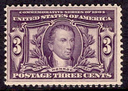 US Stamp #325 3c Monroe Mint NH SCV $170