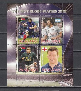 Malawi, 2008 Cinderella issue. Rugby sheet of 4. ^