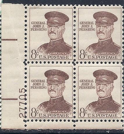 US #1042A 8c John J Pershing  PB of 4 (MNH) CV $1.00