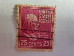 SCOTT #829 USED SINGLE TWENTY FIVE CENT WILLIAM MCKINLEY