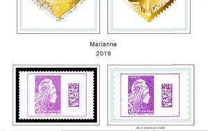 COLOR PRINTED FRANCE 2019-2020 STAMP ALBUM PAGES (63 illustrated pages)