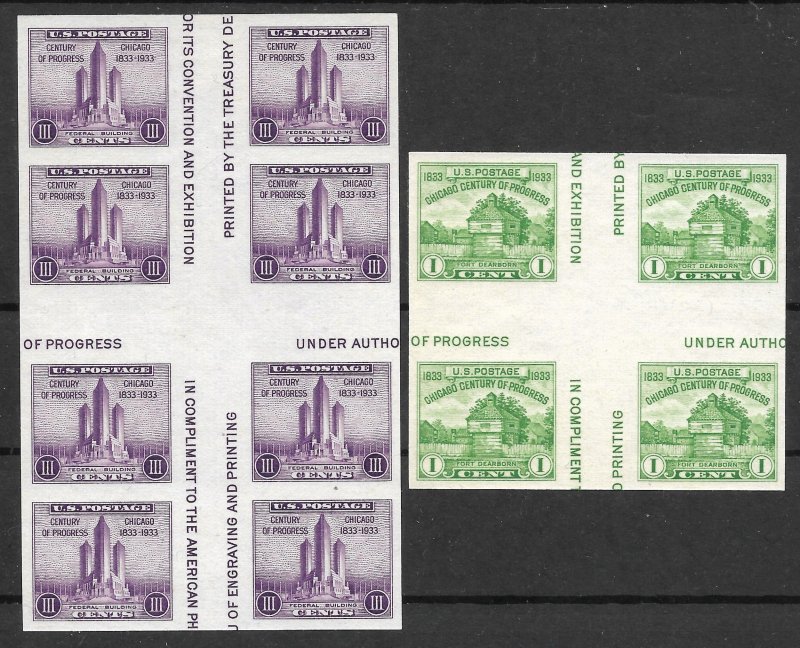 Doyle's_Stamps: MNH 1935 Century of Progess Spec Printing Cross Gutter Blocks