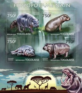 Togo - Hippopatamus - 4 Stamp Sheet - 20H-563