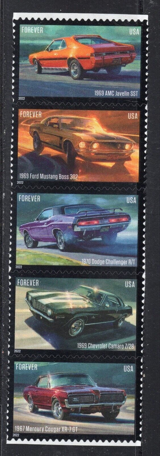 5715 4701 * PONY CARS * U.S. Postage Stamps STRIP Of 5 MNH (c
