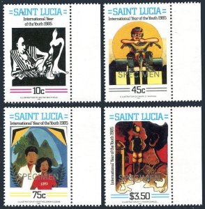 St Lucia 791-794 SPECIMEN,MNH.Michel 797-800. UN Youth Year IYY-1985.