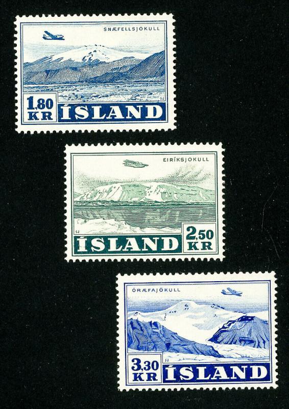 Iceland Stamps # C27-9 VF OG LH Set of 3 Scott Value $54.50