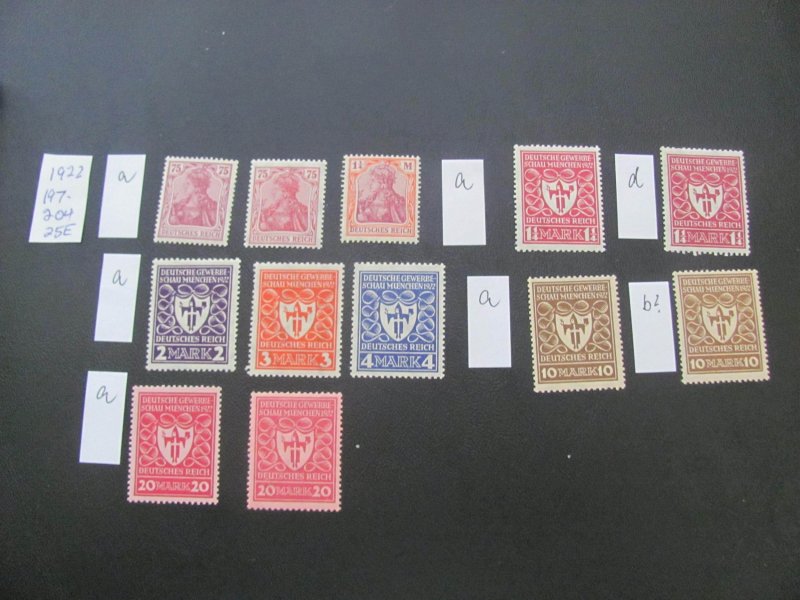 Germany 1922 MNH  MI.  197-204 SETS+ VAR.  VF/XF 25 EUROS  (138)