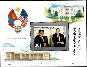 Mongolia 1992 - George H. W Bush - Silver Souvenir Sheet - MNH