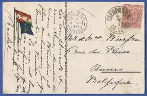 AUSTRIAN LLOYD 1911 PPC - Scarce CLEOPATRA ship cancel used on Italy stamp