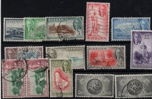 Barbados 1950 KGVI set (mint & used) SG271-282 WS38765