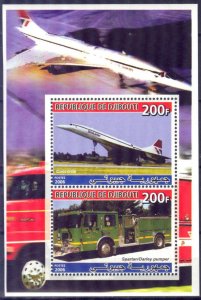 Djibouti 2006 Aviation Concorde Cars Fire Trucks (I) Sheet MNH