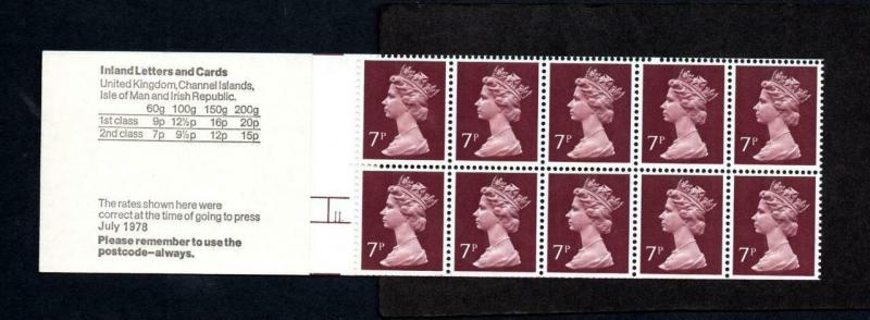 70p 'DRY STONE WALLING' BOOKLET LEFT MARGIN SG FD4A CYLINDER 11 DOT Cat £165