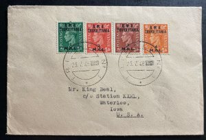 1951 Tripolitania British Agencies Airmail  cover to Waterloo IA Usa 1-4 Stamps