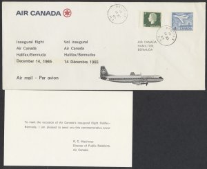 1965 Air Canada Inaugural Flight Cover Halifax NS to Bermuda Insert AAMC #6525