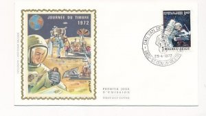 D86825 Stamp Day 1972 Moonlanding FDC Silk Cachet Belgium St.Denijs Westrem