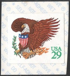 SC#2596 29¢ Eagle & Shield Affixing Machine Single (1992) SA