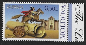 Moldova #584 3.50L Europa - Post Rider, Scroll, Castle ~ MNH