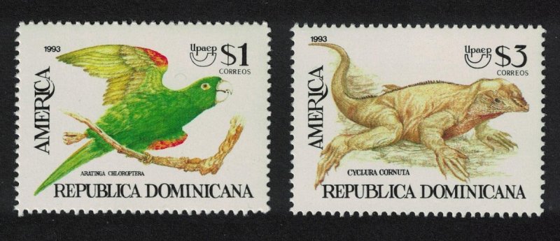 Dominican Rep. Conure Bird Iguana Endangered Animals 2v 1993 MNH SG#1838-1839