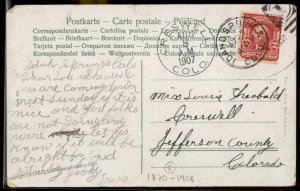 USA 1907 IDAHO SPRINGS CRESWELL R5 DPO Colorado Cover Postcard 94198