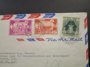 Burma 1952 Airmail Cover to USA / Creased Left Side / Light Fold - Z6498