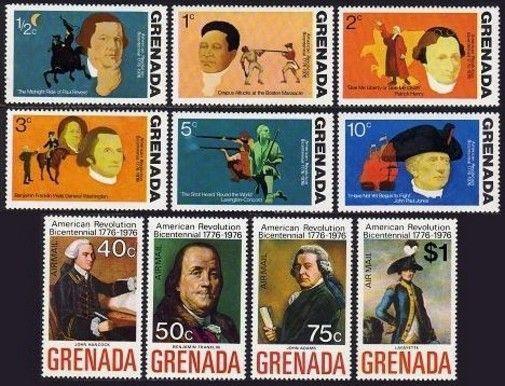 Grenada 628-635,C29-C32,MNH.Michel 657-668,Bl.42-43. USA-200,1976.Leaders,Flags,