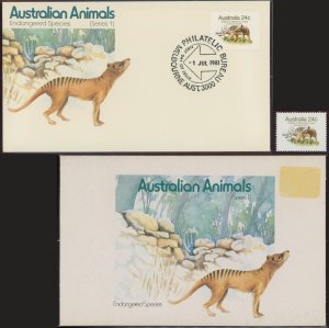 Australia #788 Tasmanian Tiger 24c Postage Stamp Covers 1981 FDC First Day Issue