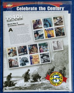 Scott 3186 CELEBRATE THE CENTURY - 1940's 15 US 33¢ Stamps 1999 MNH, USPS Sealed