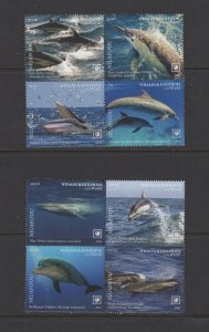 Tonga - Niu #418-19 (2020 Whales set in 2 blocks of 4) VFMNH CV $141.50