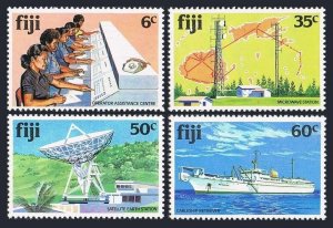 Fiji 445-448,MNH.Michel 439-442. 1981.Satellite earth station,Cable ship,Map.