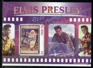 ST. KITTS  ELVIS PRESLEY KID GALAHAD  IMPERFORATE SOUVENIR SHEET I MINT NH