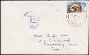 FIJI 1970 cover TAVUA to Tonga - underpaid & taxed.........................B2821