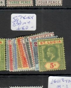 ST LUCIA  (P1806BB)  KGV  SET TO 5/-    SG 78-88,  83A     MOG 