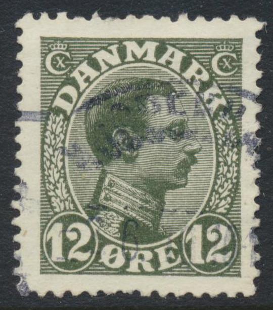 Denmark Scott 101 (AFA 100), 12ø olive Christian X, VF Used