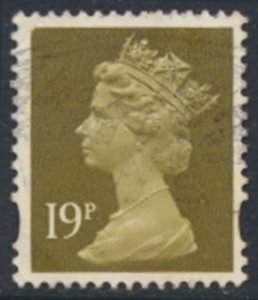 GB  Machin 19p SG Y1682  Used  Blue band SC# MH208  see scans & details