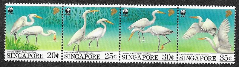 Singapore 670-673a Mint NH MNH WWF Chinese Egret!