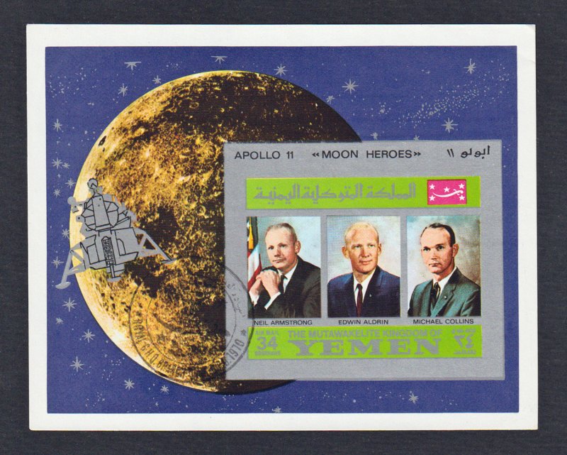 Yemen - Souvenir Sheet - Space Exploration - Apollo 11 Moon Heroes - CTO