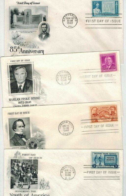 COMPLETE 1948 ARTCRAFT COMMEMS. FDCs SET OF 30 CLEAN + UNADDRESSED! 