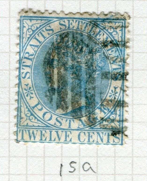 STRAITS SETTLEMENTS; 1867 early classic QV issue fine used 12c. Shade value
