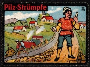 Vintage Germany Advertising Poster Stamp Pilz Crew Socks