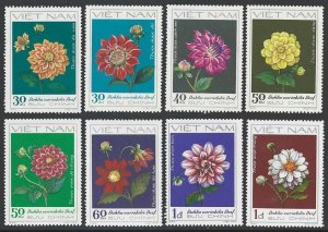 1982 Vietnam Flowers Dahlias Set #1202-1209 VF-NH CV $6.00-