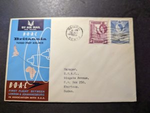 1957 British KUT Airmail First Flight Cover FFC Nairobi Kenya to Khartoum Sudan