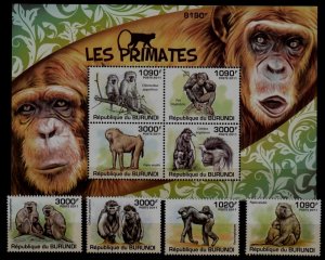 Burundi 827-31 MNH Monkies SCV30