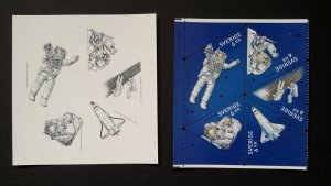 H581 Sweden 2009 Scott #2621 MNH stamps + Black Print Space missions  NASA
