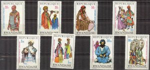 Rwanda 1970 Traditional Costumes Set of 8 MNH