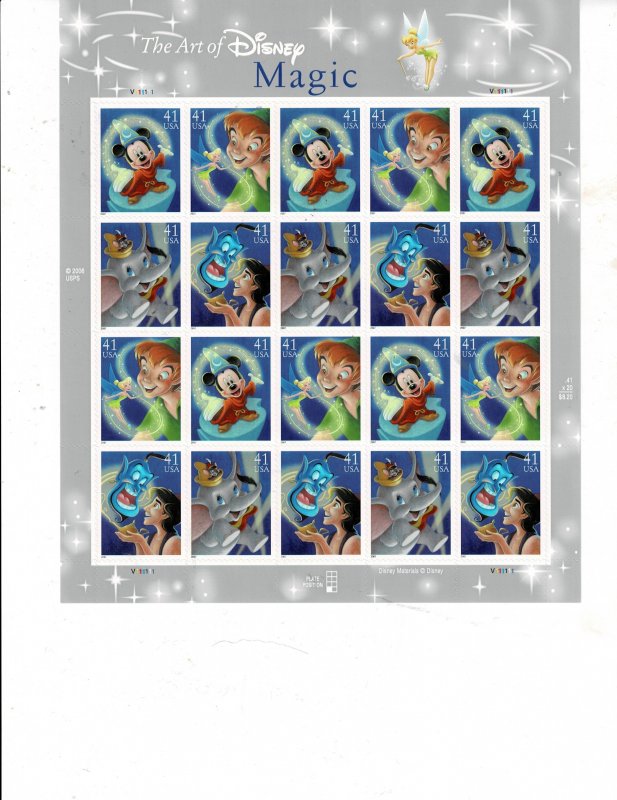 Disney Magic 41c US Postage Sheet #4192-95 VF MNH