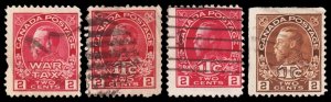 Canada Scott MR2, MR3, MR3a, MR4  (1915-16) Used F-G M