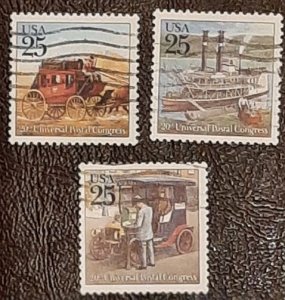 US Scott # 2434,2435,2437; three used 25c Trad. Mail Delivery, VF; centering